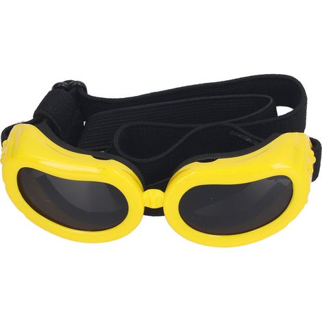 Lunettes de protection UV pour chien, avec bandoulière réglable, coupe-vent et monture souple, pour chat (jaune). (1/5)