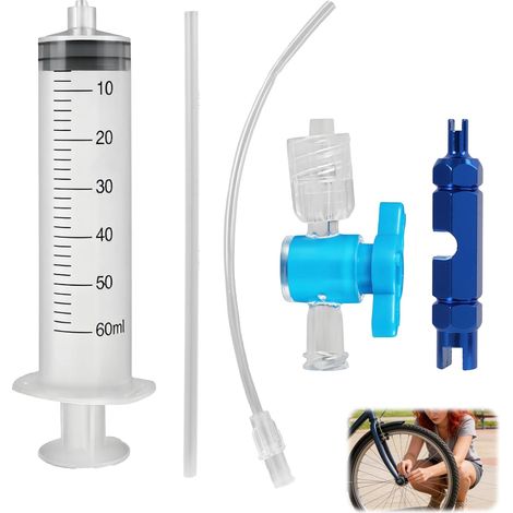 60ml Seringue Mastic Vélo, Seringue Mastic Pneu, Kit d’Outils de réparation vélo, Kit Tubeless VTT avec Valve Tubeless et Anti crevaison Velo, pour La Réparation De Pneus À (1/5)