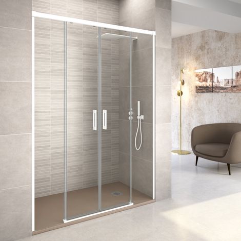 BATHME NIXON Mampara Frontal Ducha 2Fijos+2Correderas Blanco - Medida: 147-152 cms - ref: YA12150200 (1/2)