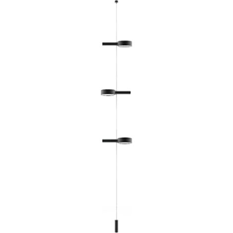 Zafferano SUPER O Lampe suspendue LED noire rechargeable et dimmable 3 modules lumineux