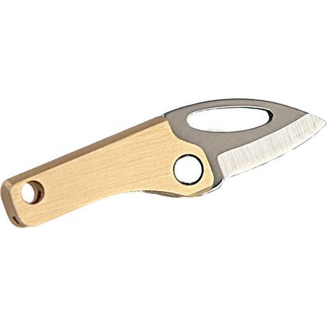 Mini couteau pliant, manche en laiton, lame en acier inoxydable, mini couteau de poche magnétique, porte-clés. (1/5)