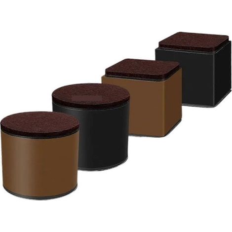 Patins pour pieds de meubles 52x60mm, carrés ou ronds, ensemble de 4 pièces, table basse, meuble canapé, matelas, rehausseur, marron. (1/5)
