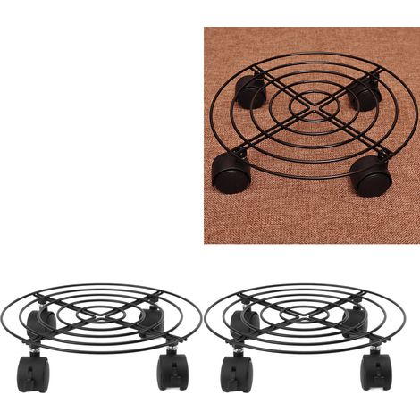 Ensemble de 2 supports de baignoire sur pieds en fer forgé avec roulettes, support mobile pour pots de fleurs, plateau métallique, base pour bouteille de gaz, support pour bouteille de gaz en acier (1/5)