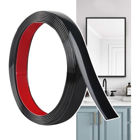 Moulure Décorative Autoadhésive Noir Mat (6M x 2cm) Peler et Coller, Bandes Murales en PVC Flexibles, idéales pour Mur, Miroir, Plafond, Sol, Armoire, Carrelage, Bords, Moulures DIY (1/5)