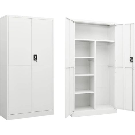 Armoire à casiers Meuble de Rangement - Style Contemporain Blanc 90x40x180 cm Acier BV244690 - BonneVie (1/5)
