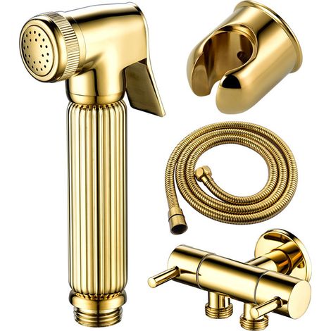 Kit Douchette WC pour Toilette, Bidet Pulvérisateur en Laiton Pulvérisateur de Bidet à Main Mural Toilette Bidet Spray avec Tuyau et Support pour Salle de Bain,Antique (1/5)