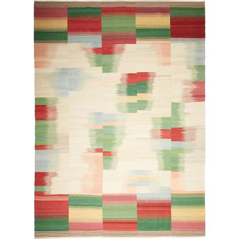 Authentique tapis d'Orient kilim fait main 250x352 vert et rouge