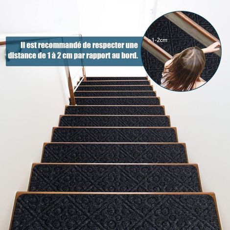 Set mit 15 rutschfesten Treppenstufenmatten 20 x 76 cm/Schutzmatten mit Aufklebern, Sicherheit für Kinder, Senioren und Haustiere mit wiederverwendbarem Klebstoff (Grau)