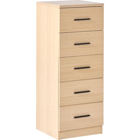Cómoda escandinava con 5 cajones acabado roble MDF marrón claro Kitimat (1/5)