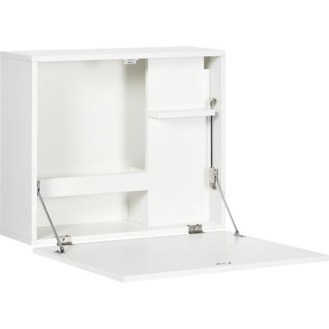 Scrivania Pieghevole con Ripiani 60x21,5x50 cm in Truciolato e MDF Bianco (1/5)