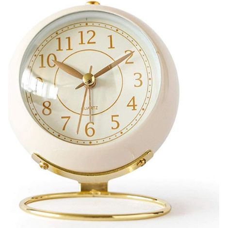 Petite horloge de table classique avec rétroéclairage, fonctionne sur piles, design astronaute, verre HD pour la décoration du salon ou de la chambre (blanche)