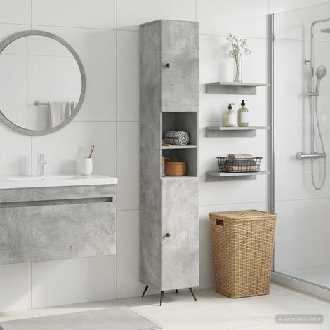 vidaXL Bathroom Cabinet with Open Shelf BREDA Concrete Grey (1/5)