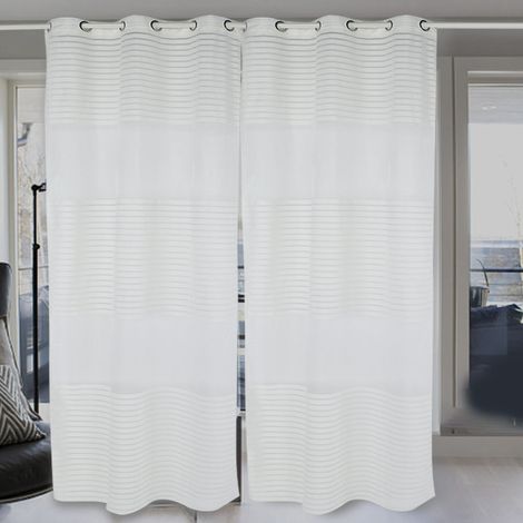 Rideau semi-transparent pour chambre ou balcon (100 x 270 cm, installation sur tringle) (1/5)