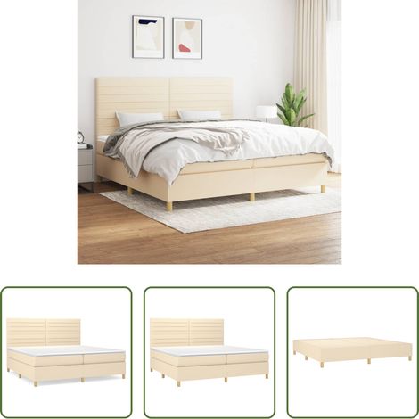 Matratze - Boxspringbett mit Matratze Creme 200x200 cm Stoff (1/5)