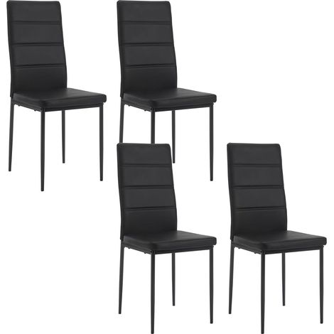 WOLTU Lot de 4 Chaise Salle à Manger en Similicuir + Métal, Chaise Cuisine Moderne, pour Salon, Cuisine, Salle à Manger, Noir (1/5)