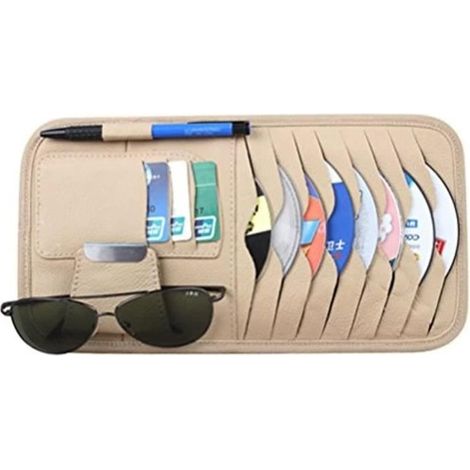 Sac de Rangement - Pare-Soleil - Cuir PU - 8 CD - 3 Cartes Électroniques (1/4)