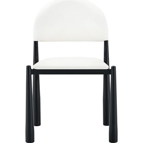 Set di 2 sedie da pranzo bianche in PU con gambe metalliche, schienale semicircolare, 80 cm (1/5)