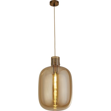 Searchlight Barrel Sospensione 1 Luce, Ottone, Vetro Ambrato (1/5)