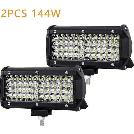 Barre lumineuse de travail LED 4/2 pièces 12-24 V, phares LED, projecteurs antibrouillard à diode pour quad, tracteur, moto, accessoires tout-terrain 4x4144 W (2 pièces) (1/5)