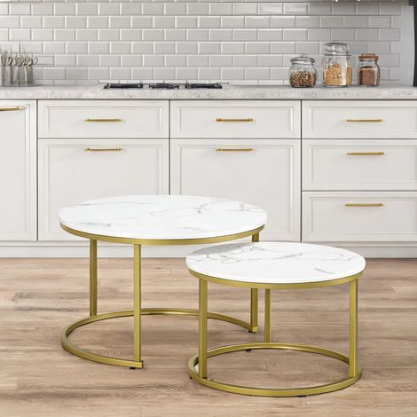 SunJet Table basse, table de salon, basses rondes gigognes plateau - Réf. BS8IVRDZE39N (1/5)