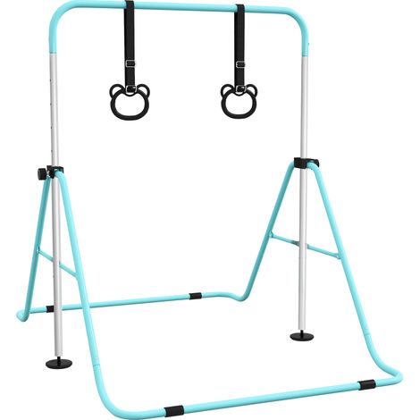 Klappbarer Kinder-Turnreck, höhenverstellbar mit Ringen, cyan (1/5)