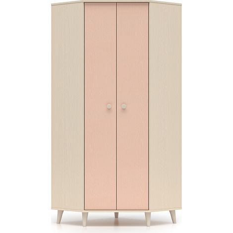 Armadio 2 ante Alycia beige - rosa corallo - effetto marrone 190cm