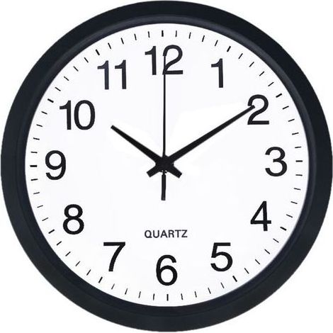 Lntyq Horloge Murale de Salle de Bain en Plastique et Verre minéral, Balayage à Quartz, Noir, Ø 250 mm, Convient également pour Une Utilisation en extérieur (1/3)