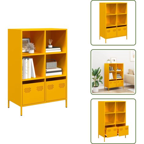 Highboard Senfgelb 68x39x103,5 cm Stahl - Highboard - Highboards - Bücherschrank - Bücherregal (1/5)