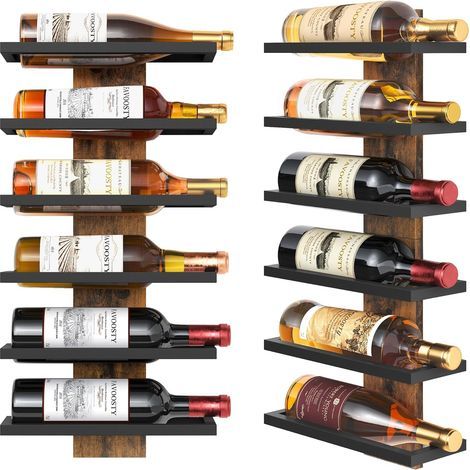 1 Étagère à vin Murale, 6 Niveaux, Métal, Design Industriel, Rangement Bouteilles, Salle à Manger (1/5)