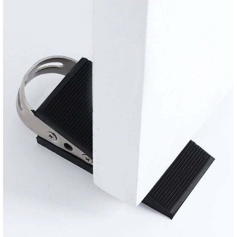 4 Pièces Cale de Porte en Caoutchouc Cale de Porte Cale-Porte Mobile Protection de Porte Noir Cale en Caoutchouc Antidérapant avec Supports en Acier Inoxydable Cale Anti-Rayures