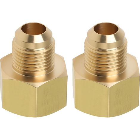 2 Pack Brass Reducer Fittings Compatible with AC 1/2" Female to 3/8" Male SAE Connector Refrigeration Hose (1/5)