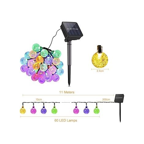 Lampe solaire LED, 60 diodes, 8 modes, pour jardin, terrasse, allée, entrée et espaces extérieurs.-AquaForge (1/5)