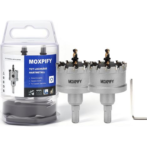 Lot de 2 scies cloches TCT en carbure de tungstène 48 mm - Foret métallique pour acier inoxydable (1/5)