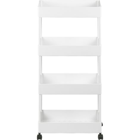 Chariot de rangement à roulettes large, 40 x 22 x 90 cm, Blanc (1/5)