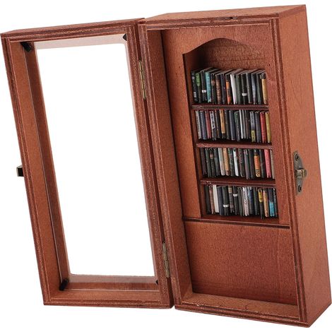 Bibliothèque anti-anxiété en bois, ornement de vitrine de roman avec 1 paquet de Figurine de livre pour salle d'étude café (1/5)