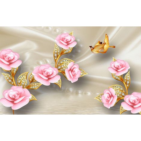 Papier peint panoramique - Fleurs 3D - 130 cm x 81 cm (1/2)
