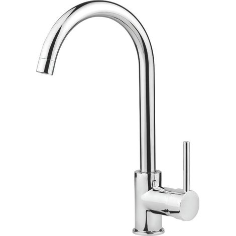 Miscelatore cucina cromato con beccuccio girevole in ottone - Lonty
