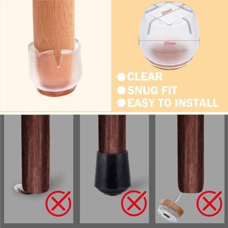 16 protections pour pieds de chaise, patins ronds de 21 à 25 mm, en silicone, pour protéger les sols des rayures et du bruit. (1/4)