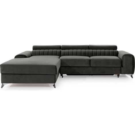 Sofá de esquina izquierda Gris oscuro convertible 3 plazas JAYSON gran confort (1/5)