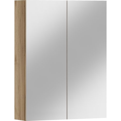 Mobiletto da bagno sospeso Antico 80 con specchio, rovere dorato (1/4)