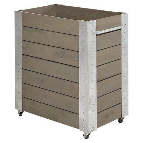 Plus Blumenkasten Cubic 87 x 50 x 95 cm graubraun mit Räder Pflanzkasten