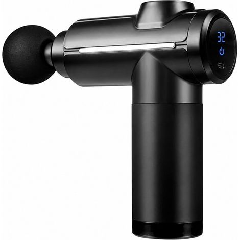 Pistolet de massage pour tissus profonds, noir, 32 vitesses, écran tactile LCD, 8 têtes pour les épaules, le corps et le dos (1/5)