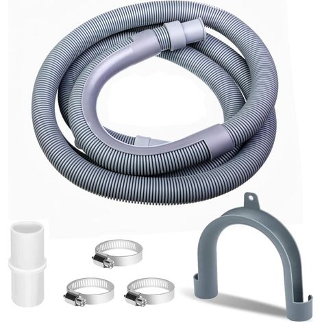 Universal 2m Drain Hose Extension Kit with Connector and Clamps, Replacement Extendable Drain Hose for Washing Machine, Thick Drain Hose for Dishwasher (1/5)