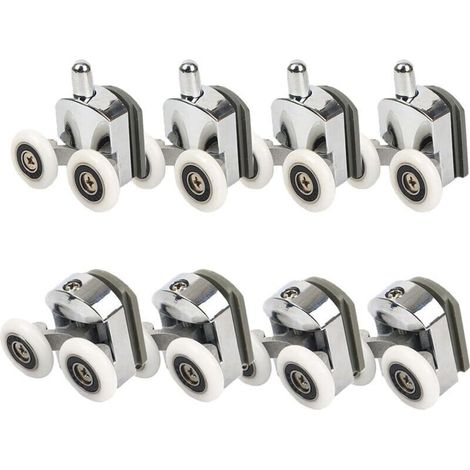 ALLIANDISRoulettes de porte de douche, Roulettes de porte de douche 23mm Roulettes de curseur Poulies 8PCS Diamètre de la porte de douche Haut Bas Pièces de rechange de salle de bain (1/4)