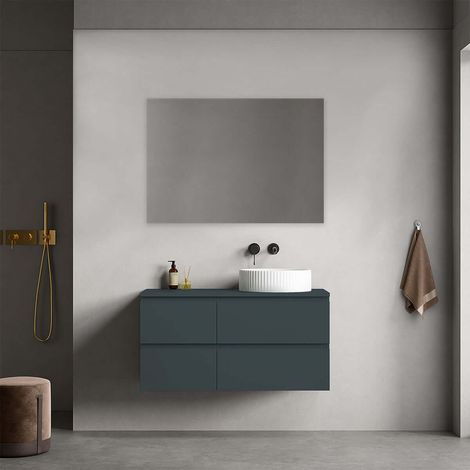Mobile bagno sospeso reversibile 100 cm Blu Mare per Lavabo d'appoggio Specchio Quadro - Fiji Paint Top (1/4)