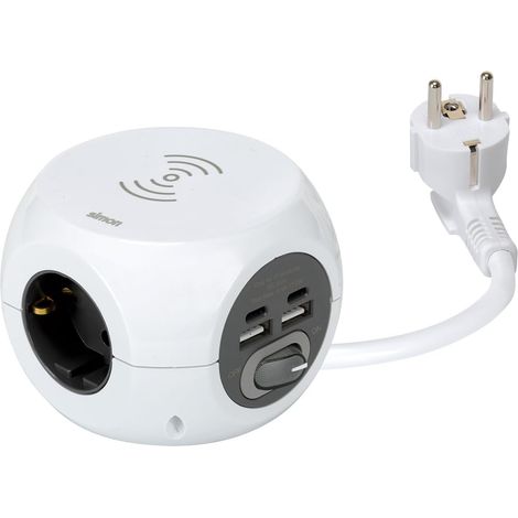 Multiprise Multiprise avec USB, 8 Prises de Charge, Voleur de Prises avec Interrupteur, Charge sans Fil Smartphones, Couleur Blanche (1/5)