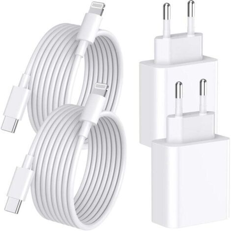 Chargeur Rapide iPhone 14 13 Pro Max, 4-Pack [Certifié MFi] Chargeur Mural USB C PD 20W avec câble de Charge Rapide USB C vers Lightning de 2 mètres Compatible avec iPhone 14 13 12 11 Pro Max XS XR X (1/3)