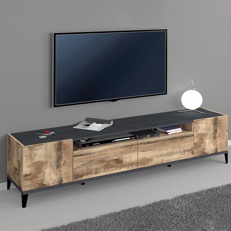 Mobile Porta Tv Moderno 200x40x47cm - ARTEMIS - Colore: acero pereira/ardesia (1/5)