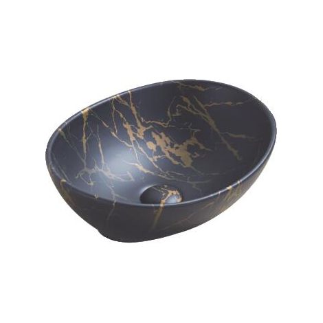 ONDEE ZEN - Vasque à poser HANA - Céramique Marbre noir - Dim : 40,5 x 33 x 14 cm