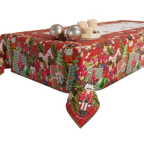 Nappe de Noël Anti-Taches Rectangulaire Couvre-Table pour Cuisine, Motif Petits Soldats X6 Places (140 x 180 cm) 100% fabriqué en Italie (1/5)